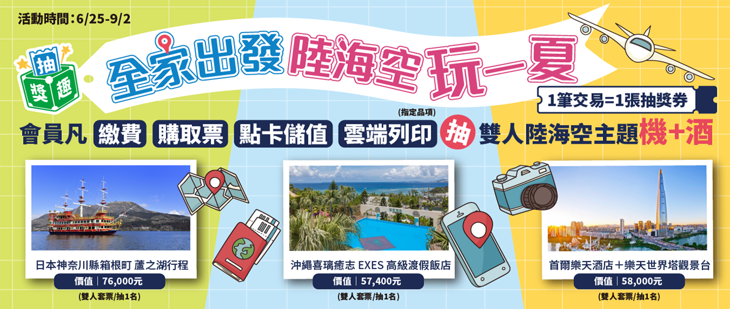 全家出發陸海空玩一夏抽獎趣